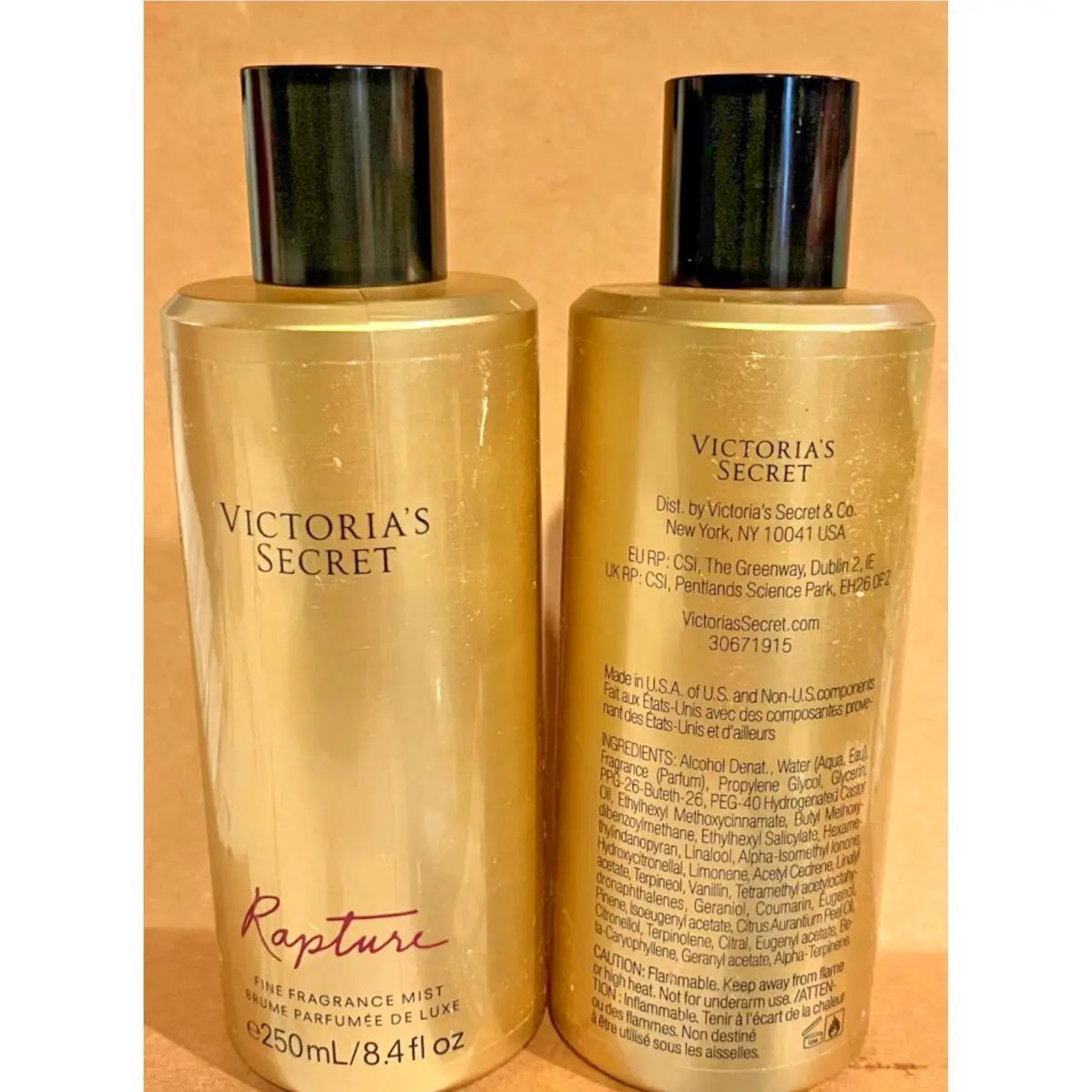 2 X Victoria`s Secret Rapture Fragrance Mist Body Spray - 8.4oz / 250ML