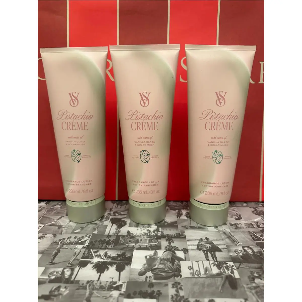 3 Victoria`s Secret Pistachio Creme Fragrance Body Lotion 8.4 Fl.oz