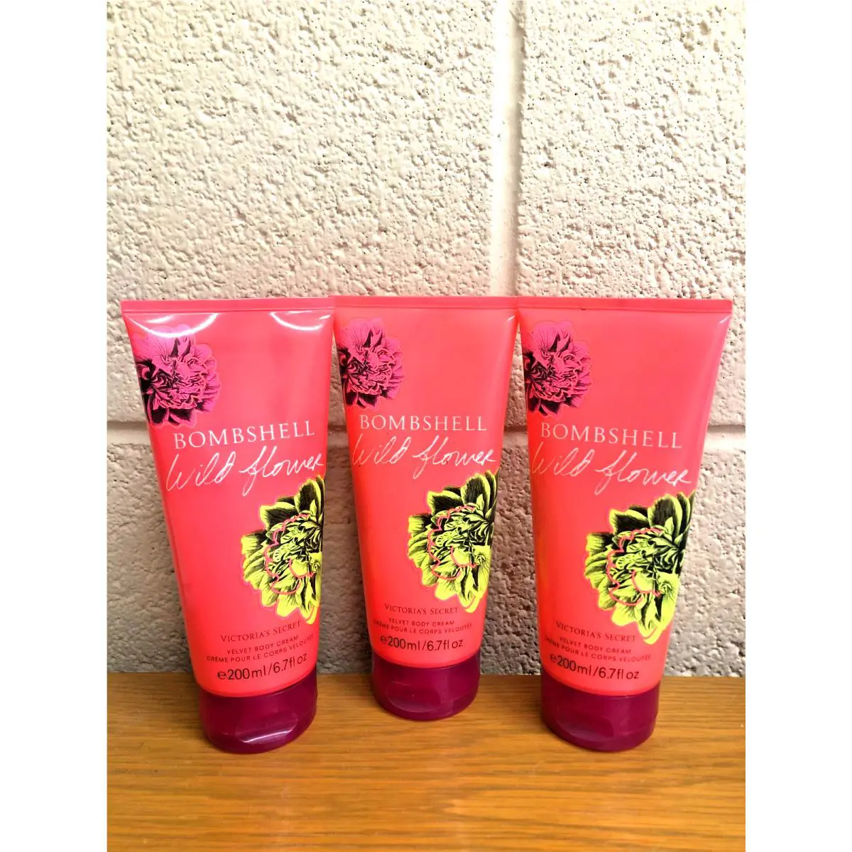 Victoria`s Secret Bombshell Wildflower Velvet Body Cream 6.7oz Qty 3