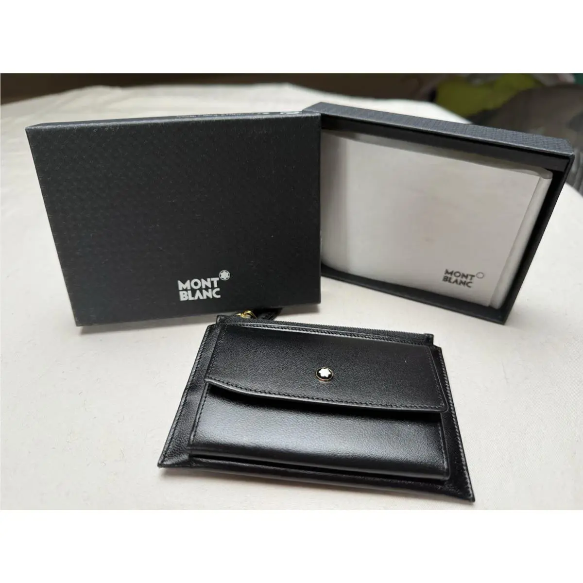 Montblanc Meisterstuck Black Leather Zipper Key Card Coin Holder Wallet