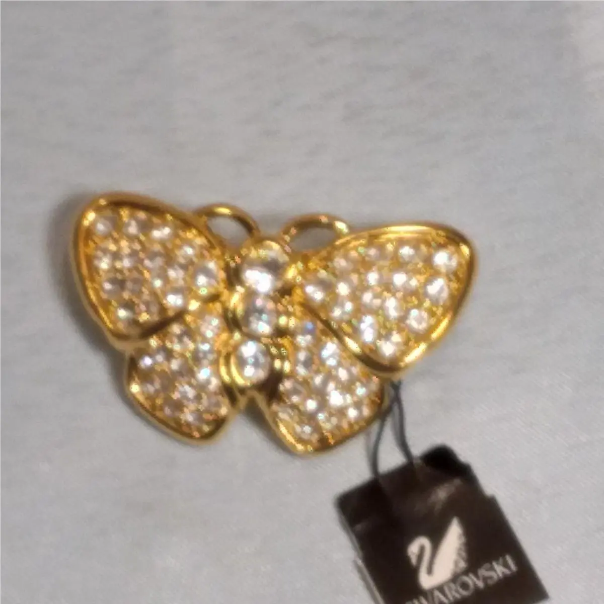 Swarovski Crystal Butterfly Brooch Gold Toned Clear Crystals