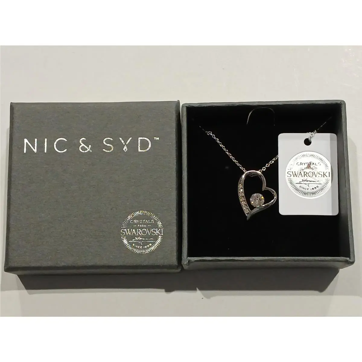 Retired Swarovski Crystal Heart Necklace Sparkling Silver Tone Pendant - Gift