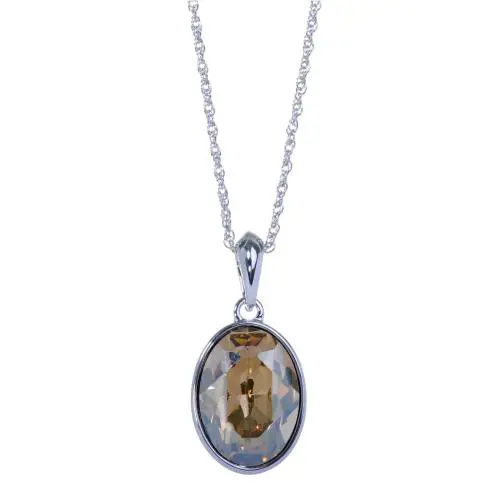 Crystals From Swarovski Oval Pendant Necklace Rhodium Plated 7176z