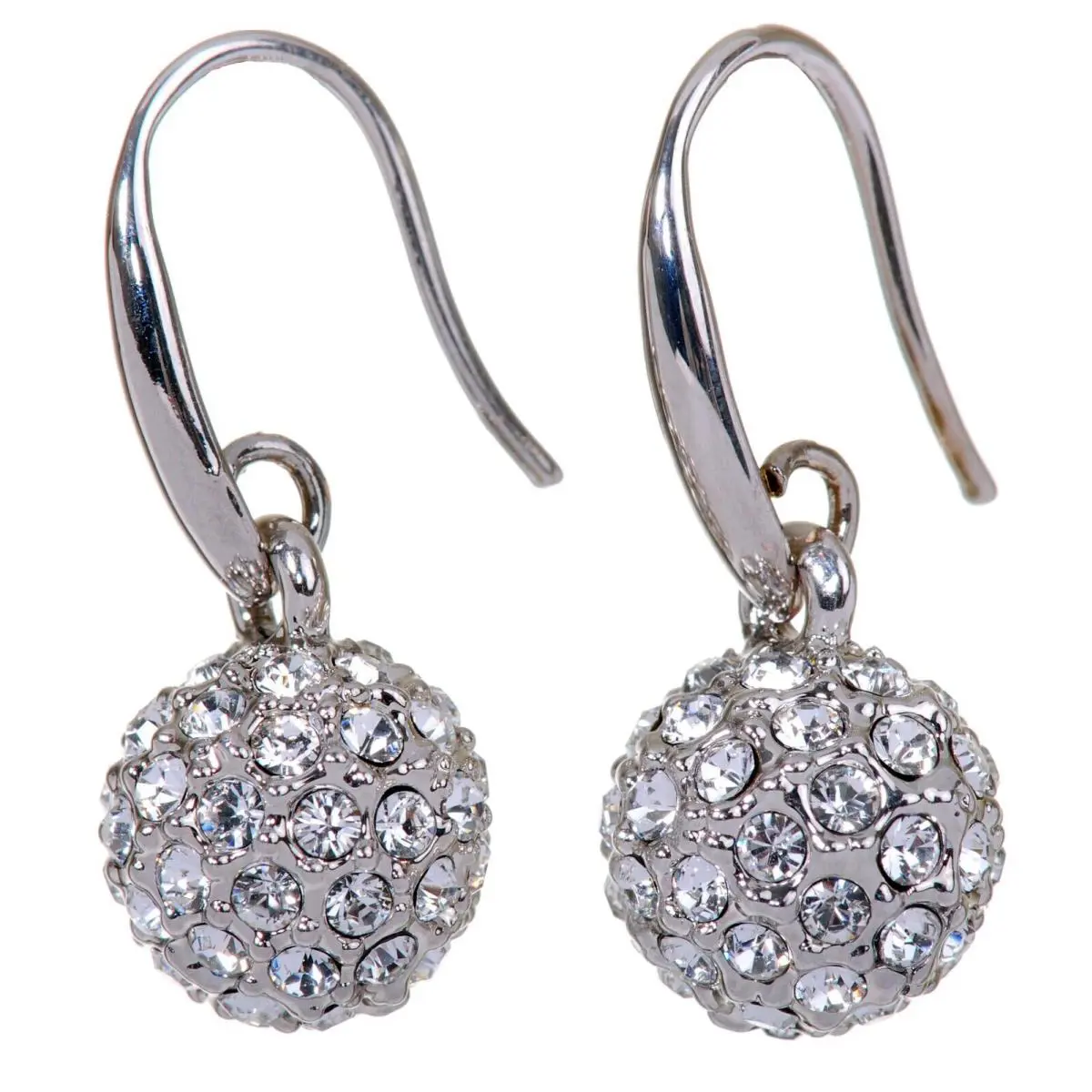 Crystals From Swarovski Lucky Ball Earrings Rhodium Plated 7152s