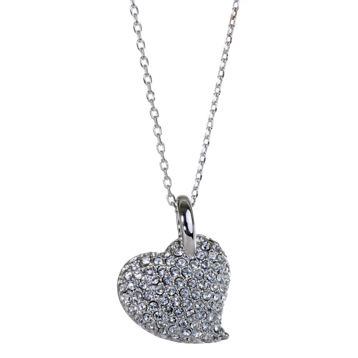 Crystals From Swarovski Puffed Heart Pendant Necklace Rhodium 7118t