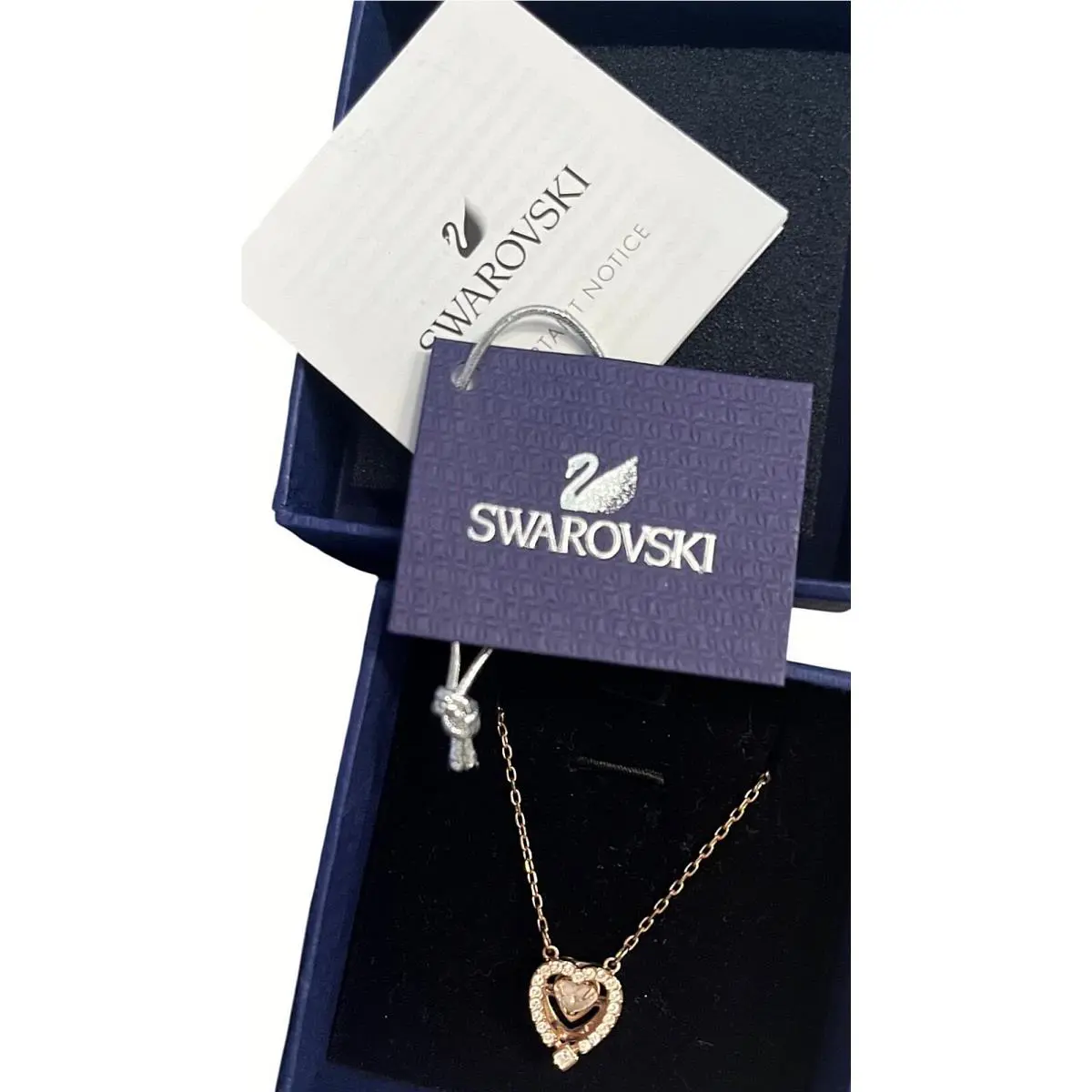 Swarovski Rose Gold Sparkling Dance Heart Necklace Ring 5.75 Set