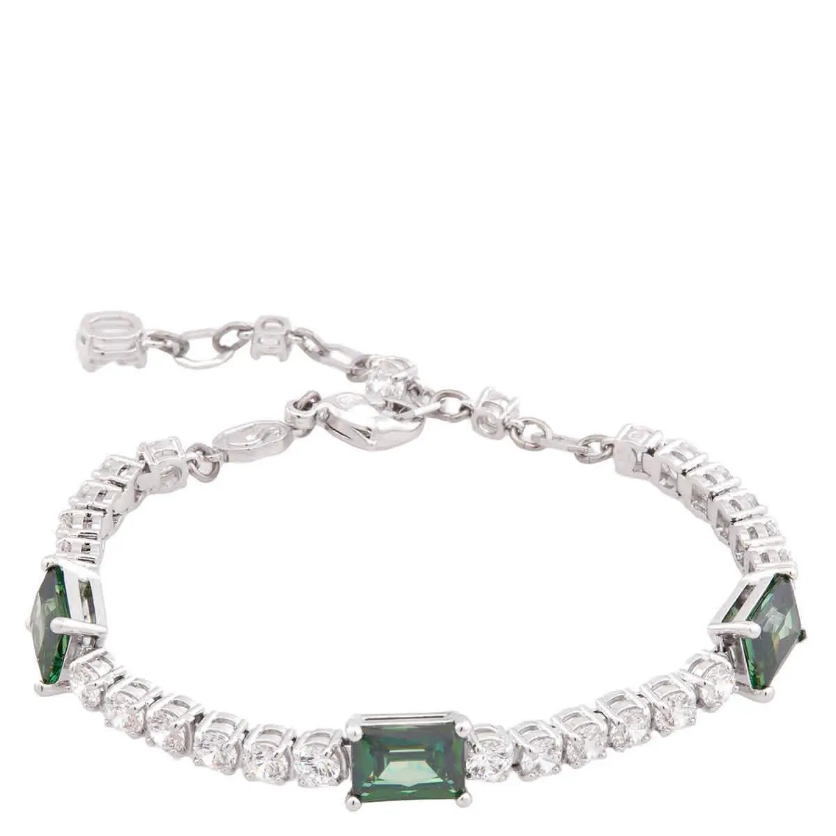 Swarovski Matrix Tennis Bracelet Green Stones Rhodium Shiny Green