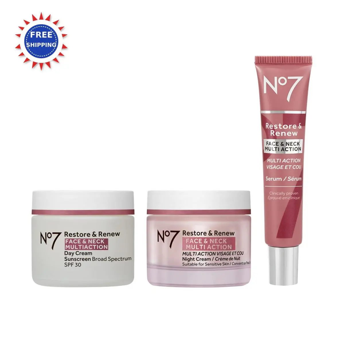 No7 Restore Renew Face Neck Multi Action Skincare System - Spf 30 Day Cream