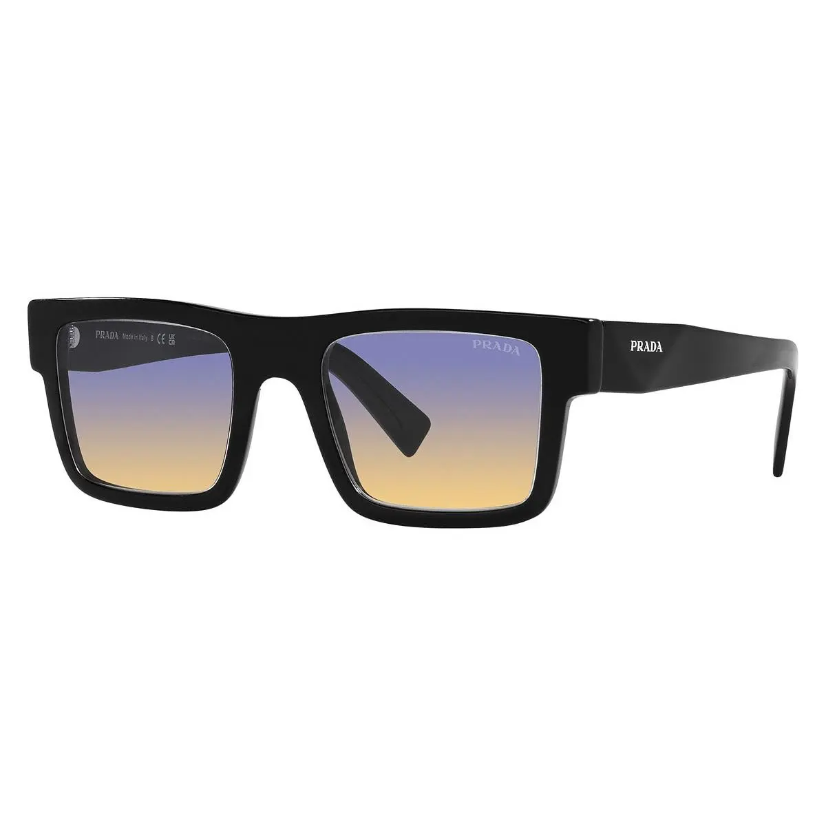 Man Rectangle Sunglasses PR 19WS 1AB06Z Black/yellow/dark Blue 52mm by Prada