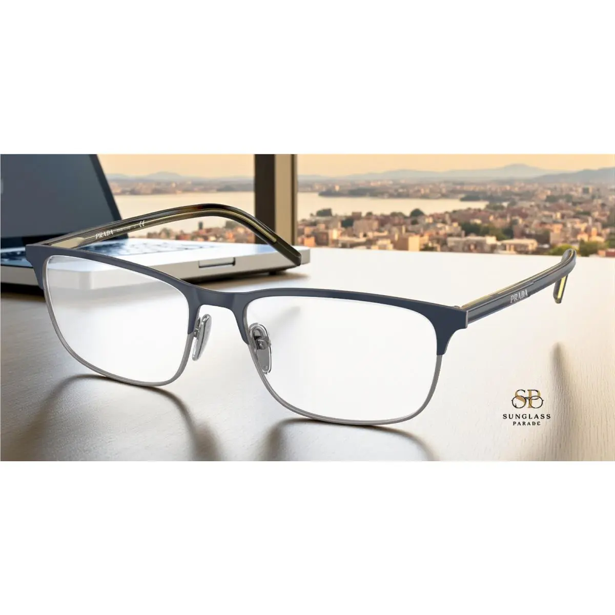 Prada PR 66YV 02N1O1 Matte Baltic Gunmetal Demo Lens 57 mm Men`s Eyeglasses
