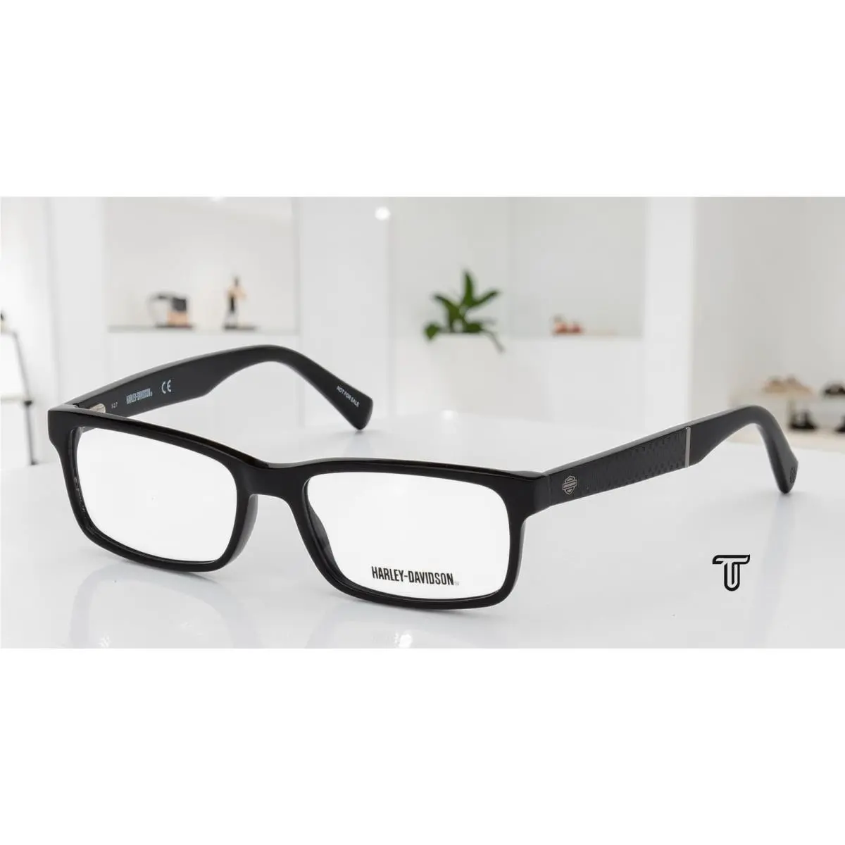 Harley-davidson HD0774 001 Shiny Black Clear Lens Plastic 54 mm Men`s Eyeglasses