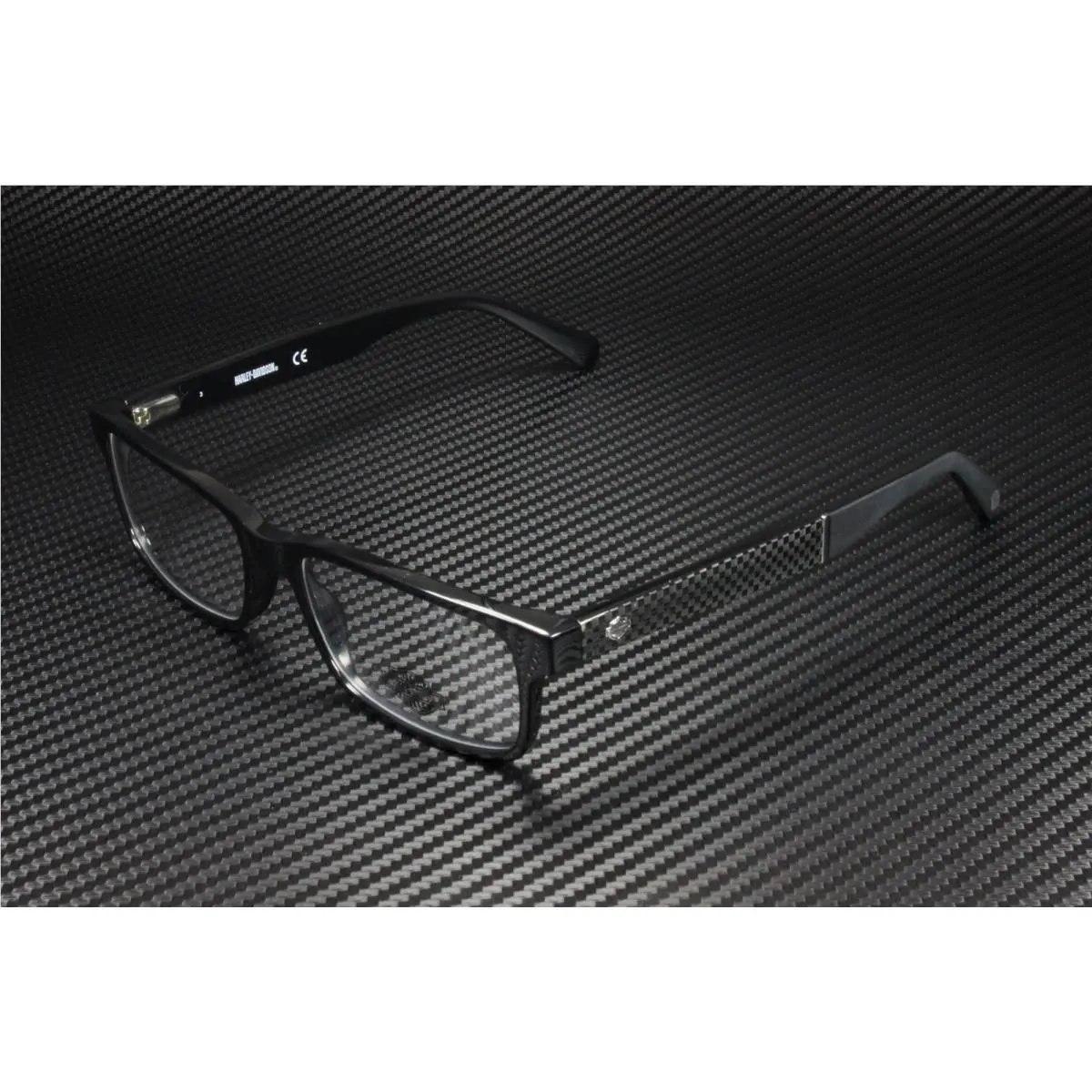 Harley-davidson HD0774 001 Shiny Black Clear Lens Plastic 54 mm Men`s Eyeglasses