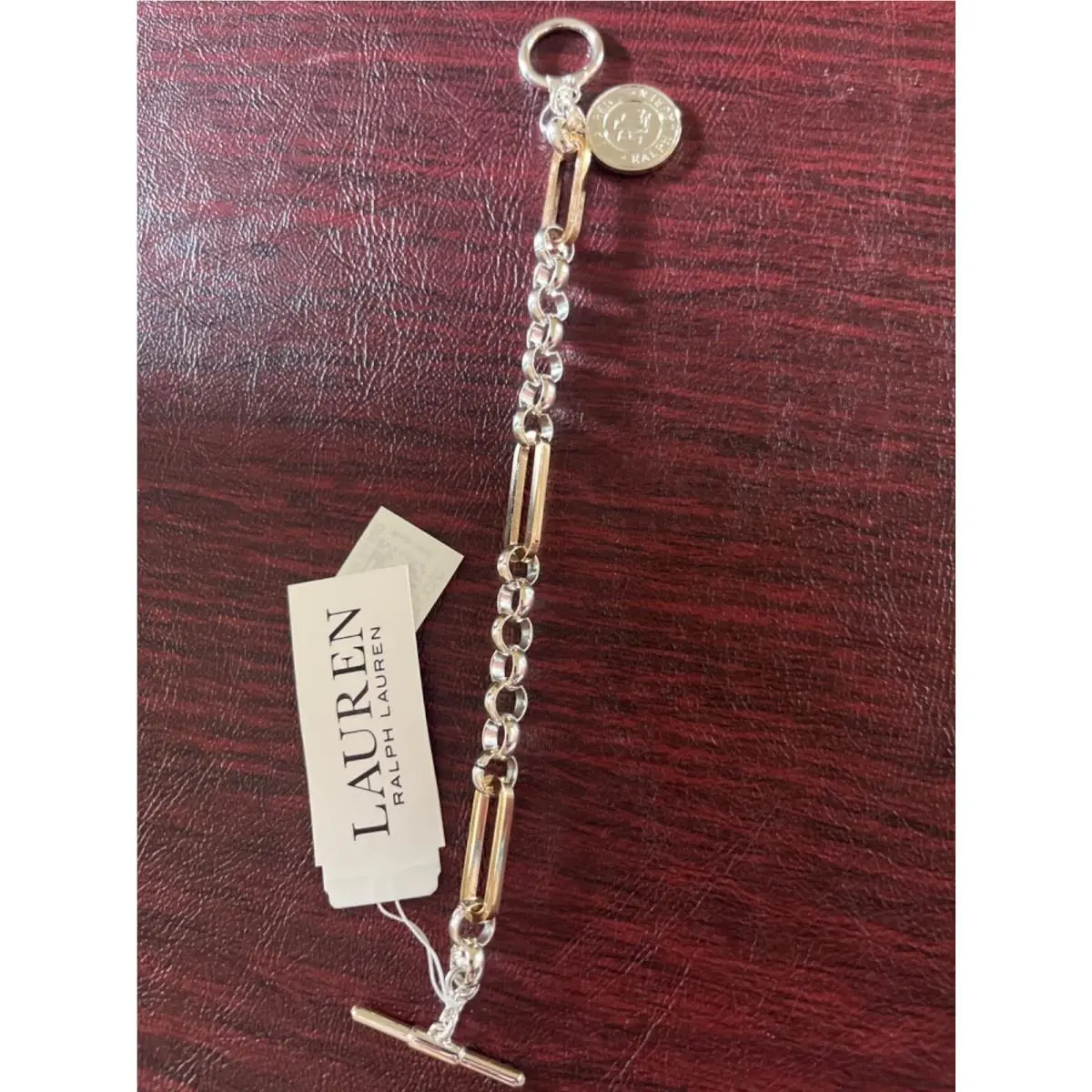 Lauren  Jewelry Select 25+ Necklace Earring Bracelet $35-$98 Bracelet, Link Silver Gold,Logo Charm, Toggle 7.8 ” by Ralph Lauren
