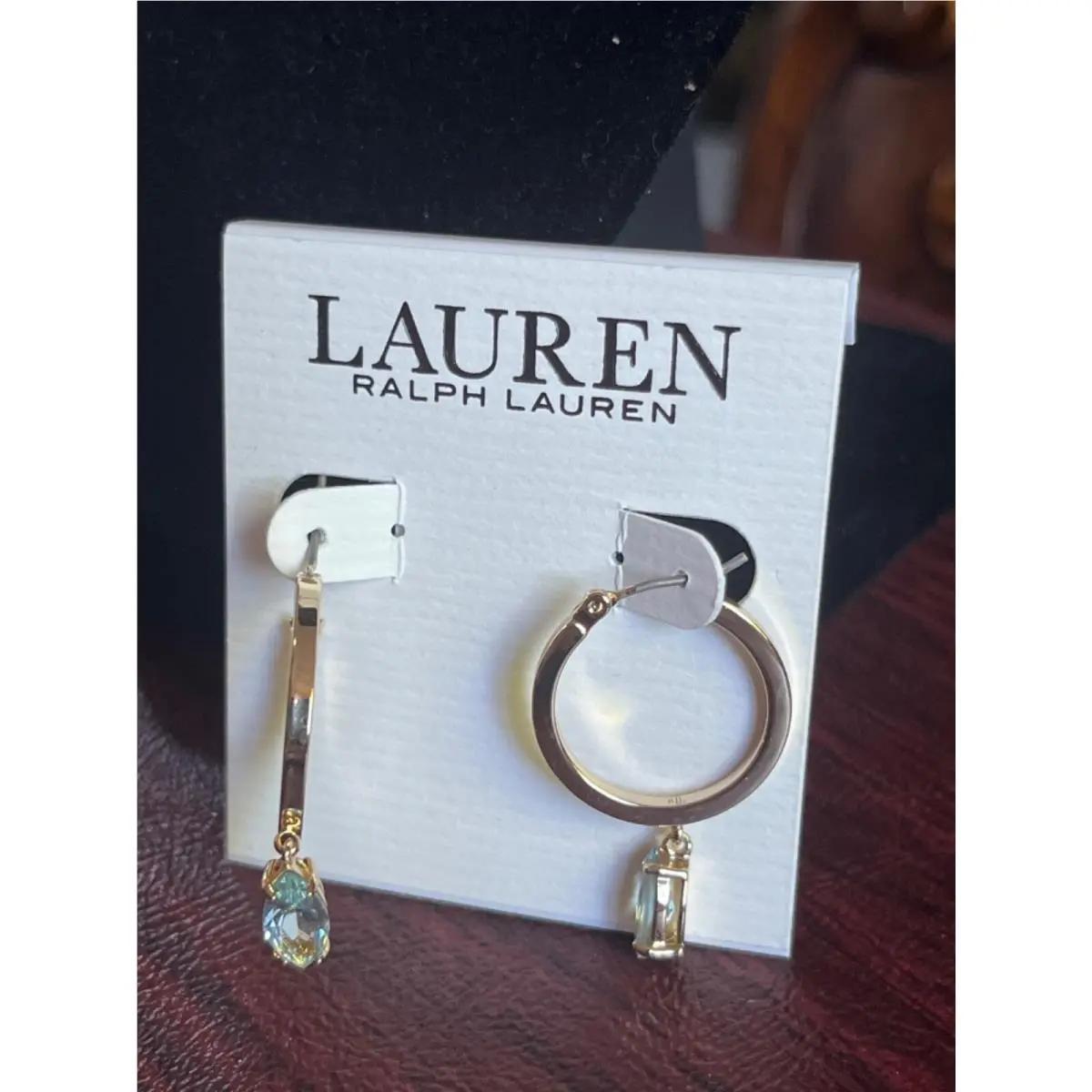 Lauren  Jewelry Select 25+ Necklace Earring Bracelet $35-$98 Earring, Gold Hoop Blue Stone Drop by Ralph Lauren