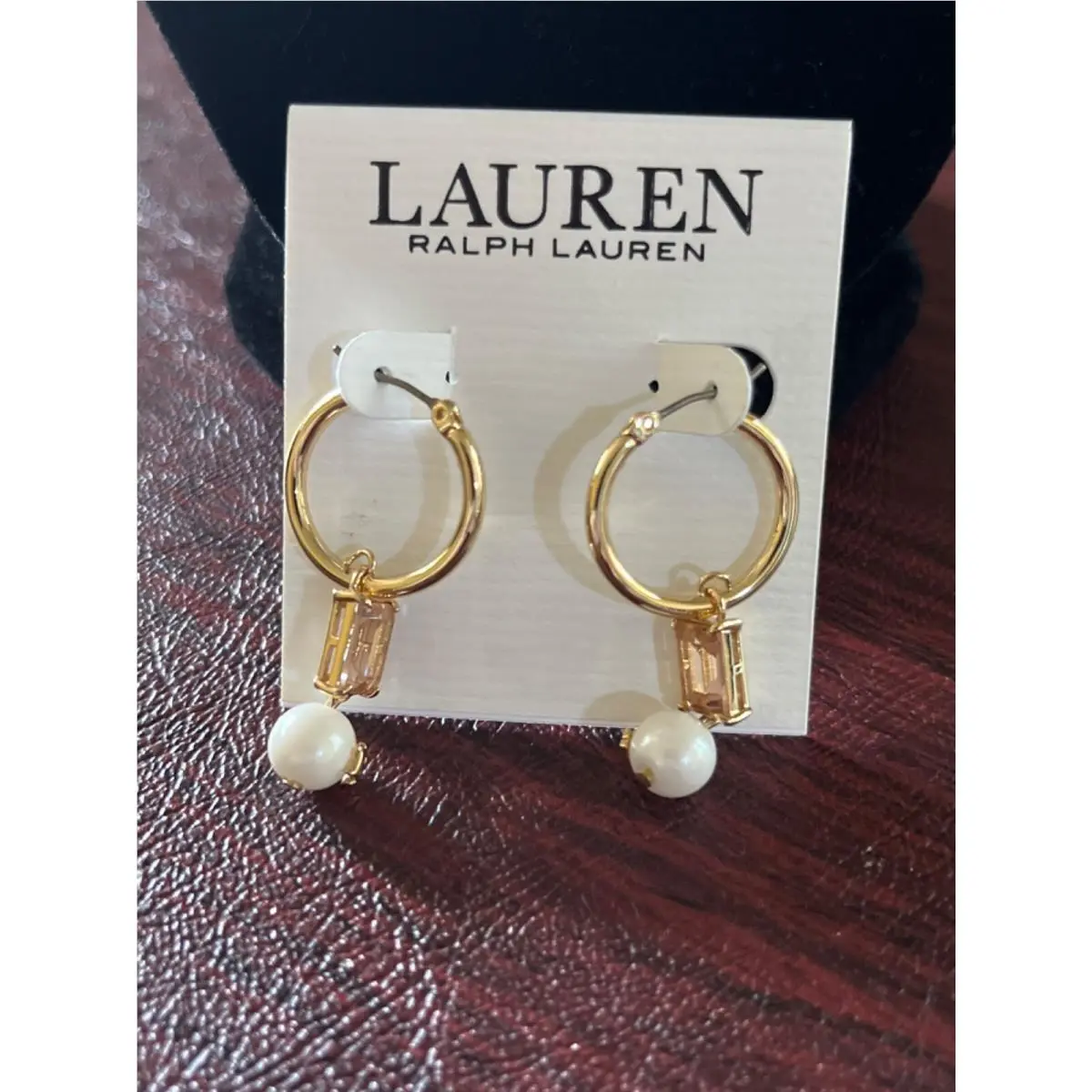 Lauren  Jewelry Select 25+ Necklace Earring Bracelet $35-$98 Earring, Pearl & Pink Stone Double Drop by Ralph Lauren