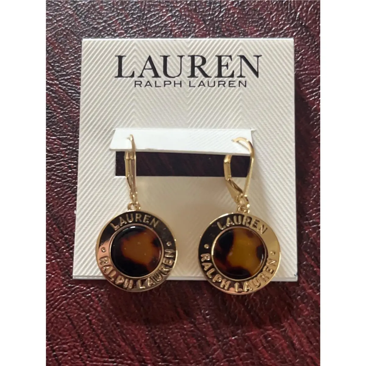 Lauren  Jewelry Select 25+ Necklace Earring Bracelet $35-$98 Earring, Tortoise Logo Round Disk, Pierced by Ralph Lauren