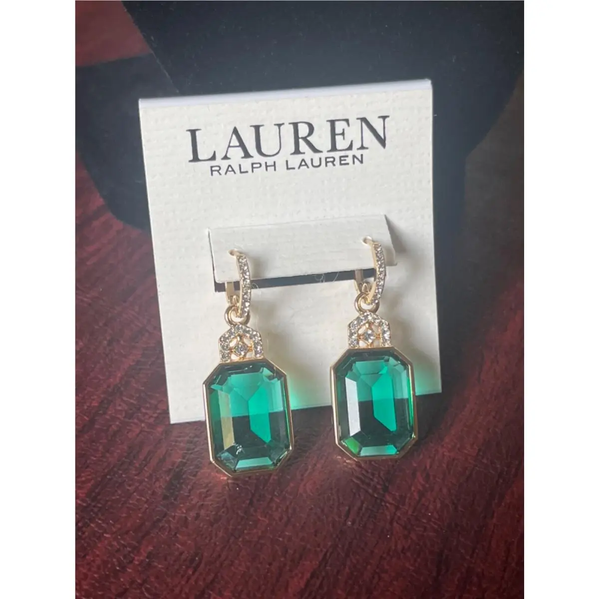 Lauren  Jewelry Select 25+ Necklace Earring Bracelet $35-$98 Earrings, Drop Pave Green Stone, Pierced, 1.5 ” by Ralph Lauren