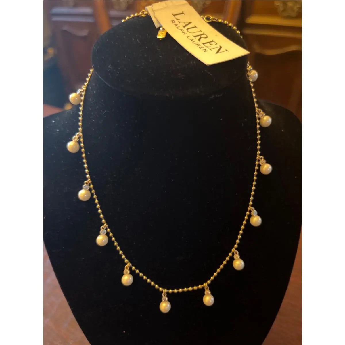 Lauren  Jewelry Select 25+ Necklace Earring Bracelet $35-$98 Necklace, Pearl Shaky Collar, Gold 15 ” + Extender by Ralph Lauren