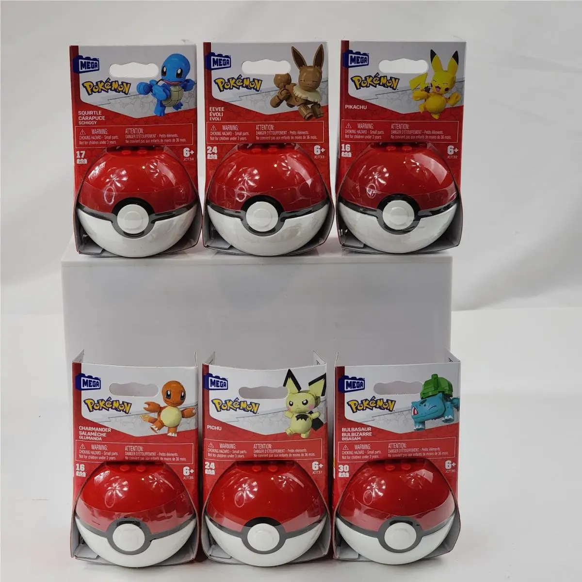 Mega Bloks Pokemon Pokeball Pikachu Eevee Pichu Bulbasaur Charmander Squirtle