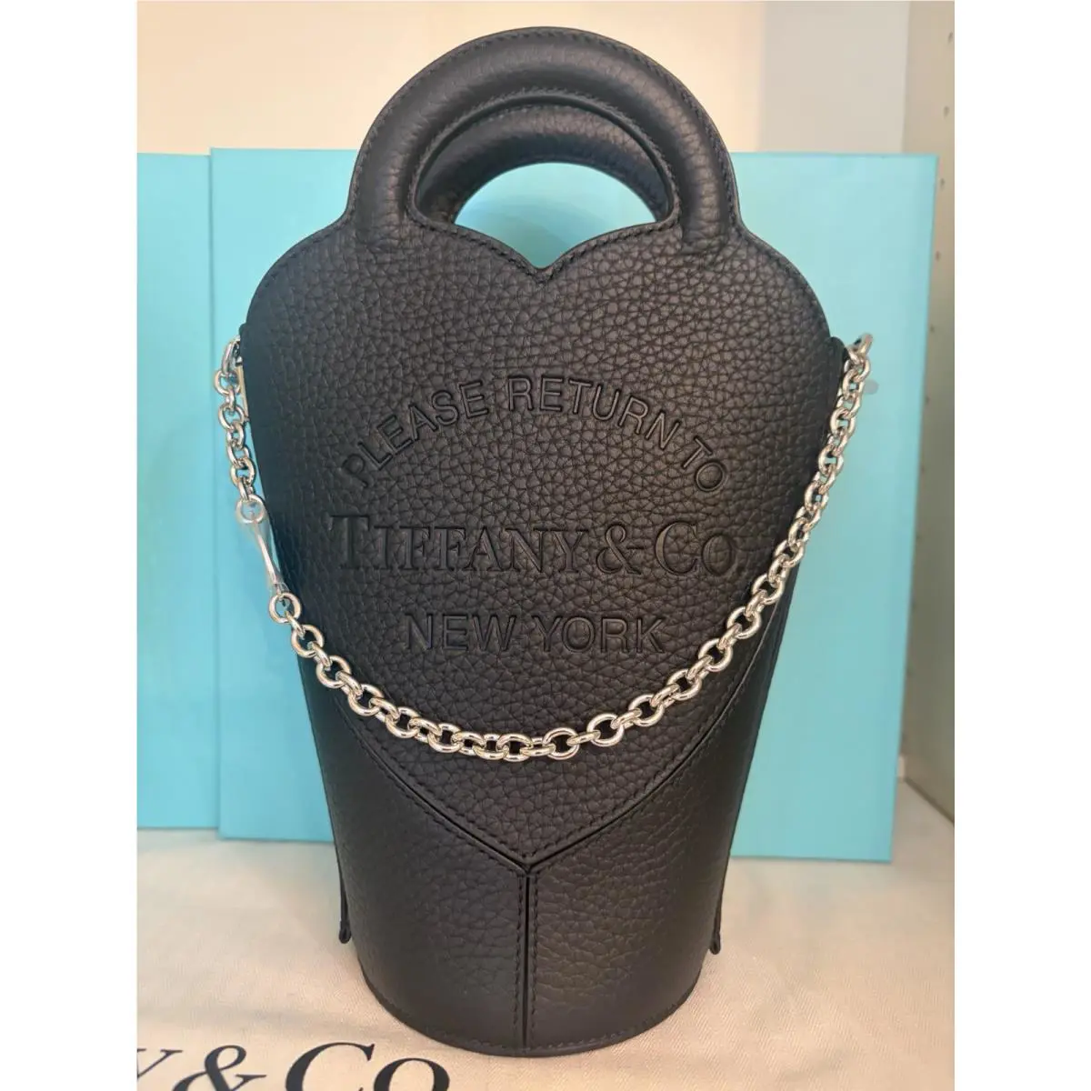 Tiffany Co Please Return To Tiffany Heart Crossbody Top Handle Bag in Black