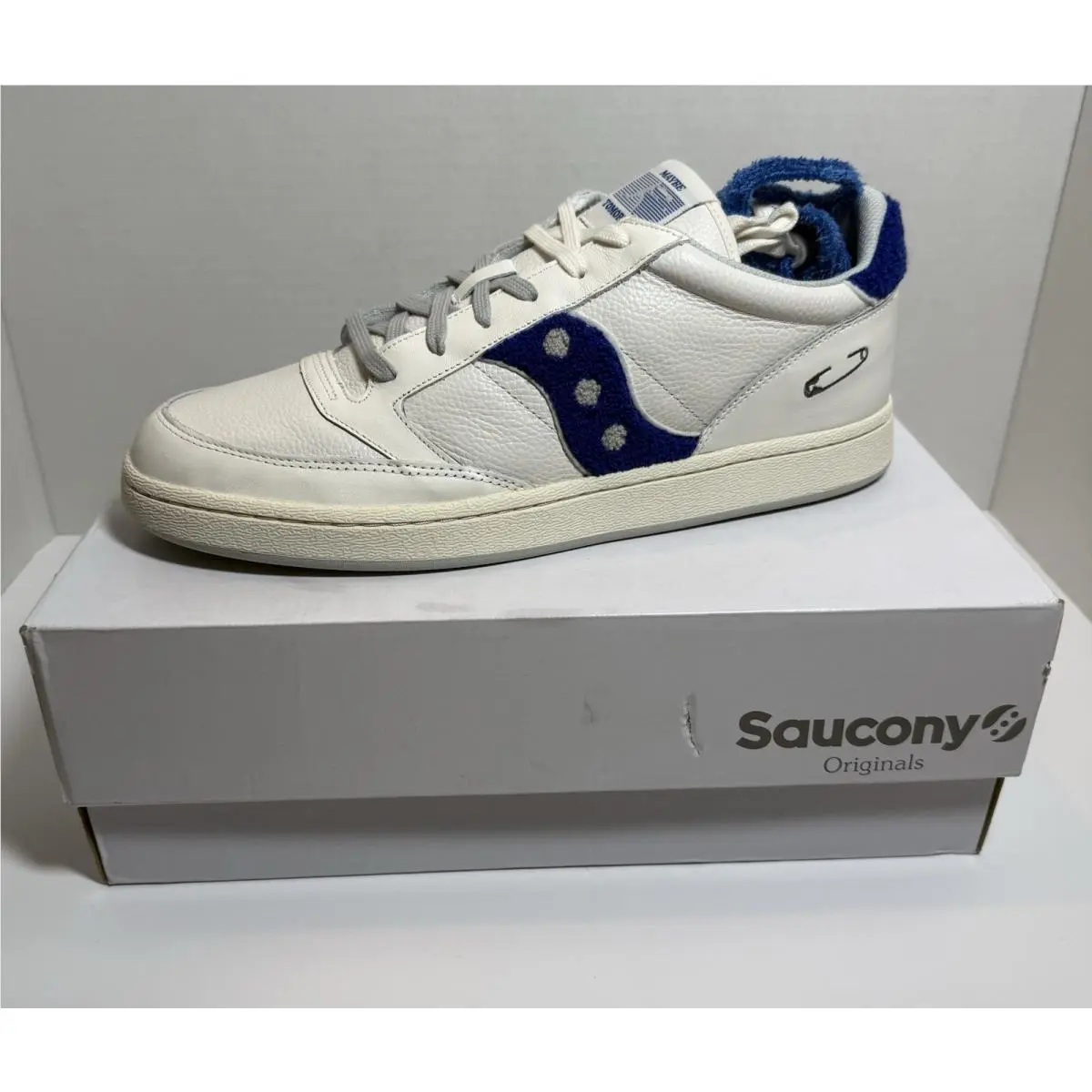 Saucony Jazz Court Maybe Tomorrow Varsity Mens Size 13 White Blue Shoes S70682-4