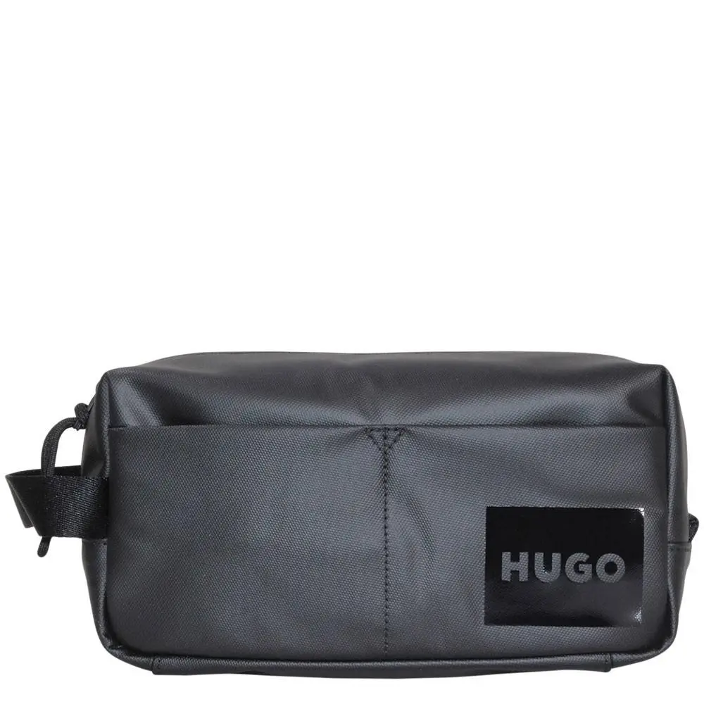 Hugo Boss Men`s Bag Quantum-washbag Black Faux-leather Travel Case