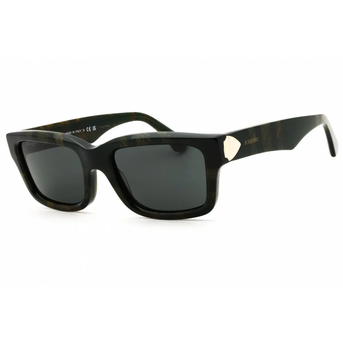 Burberry BE4443 412587 Sunglasses Check Green Frame Dark Grey Lenses 55mm