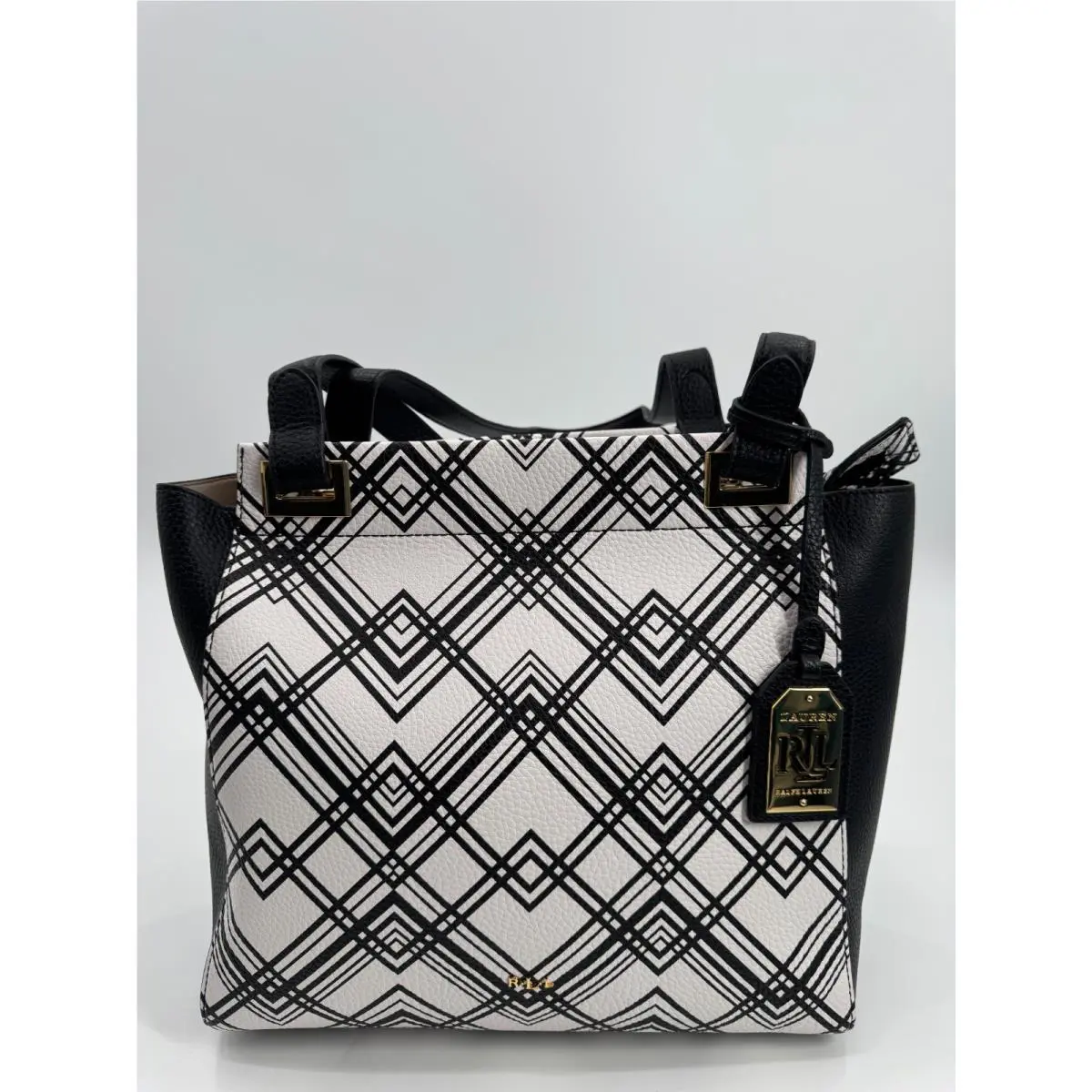 Lauren Ralph Lauren Tote Handbags Women`s White/black Geometric Double Handles