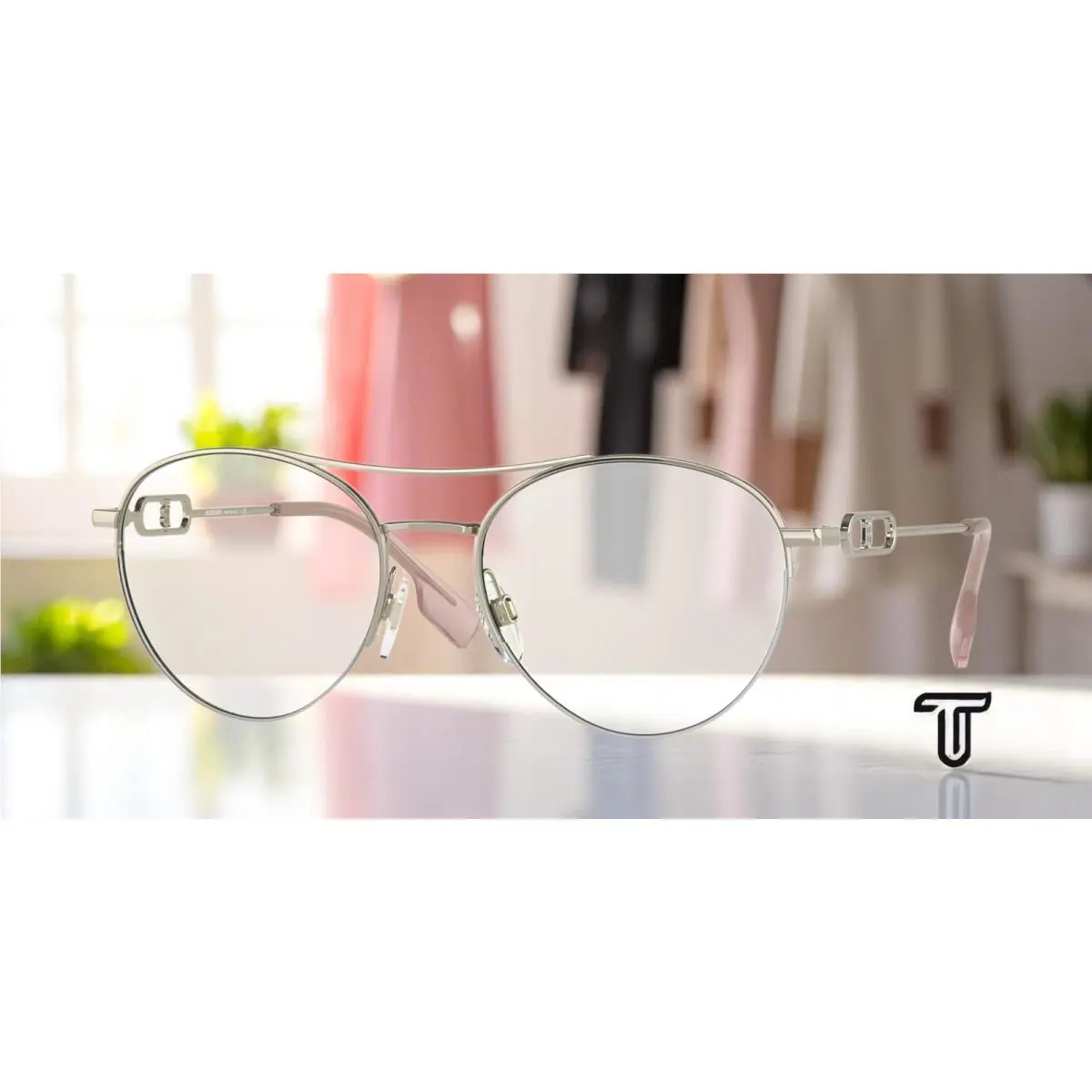 Burberry BE1354 1321 Martha Light Gold Clr Blue Lt Filter 53 Women`s Eyeglasses