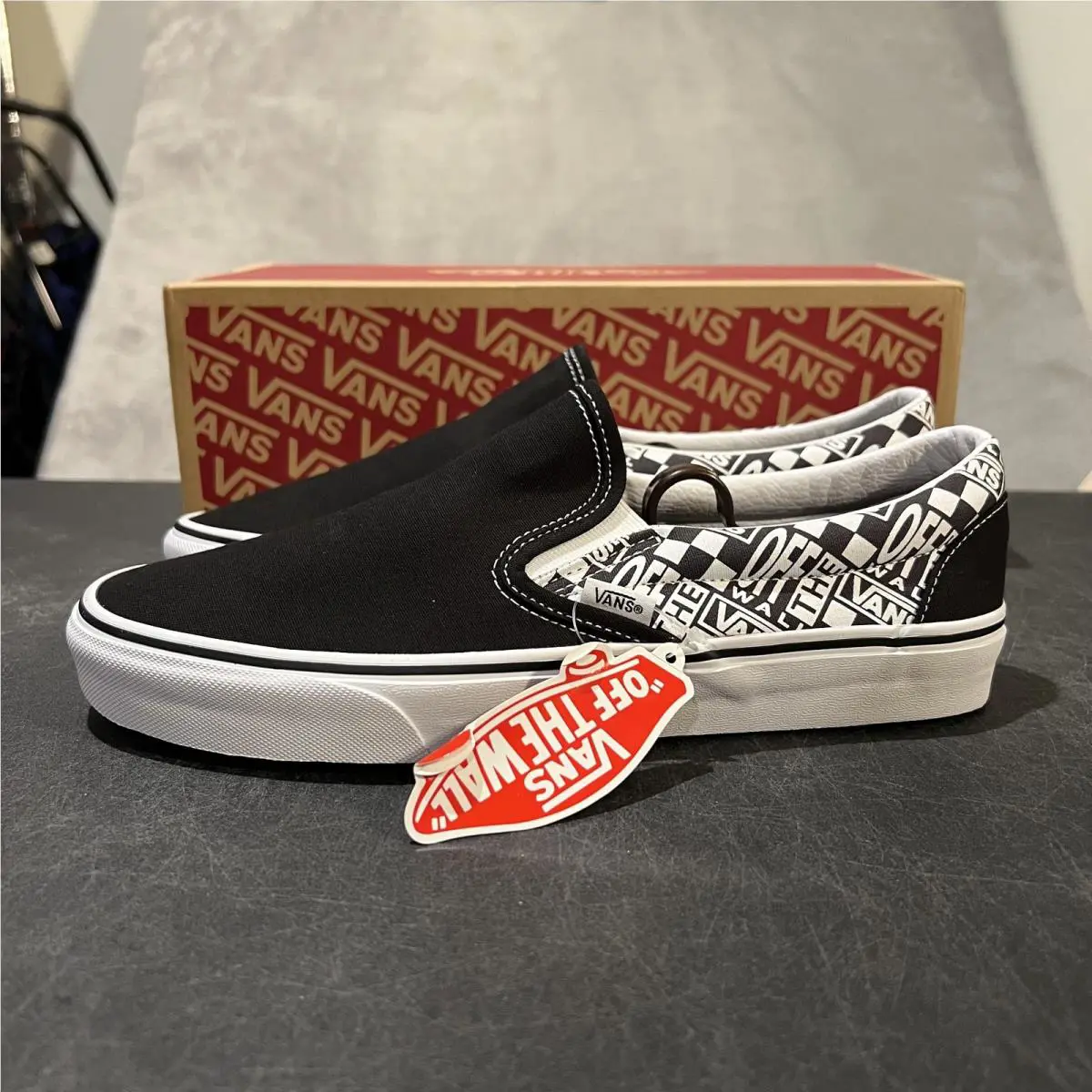 Vans shoes - Vans Classic Slip-On `Off The Wall` Black Asphalt - Black 1