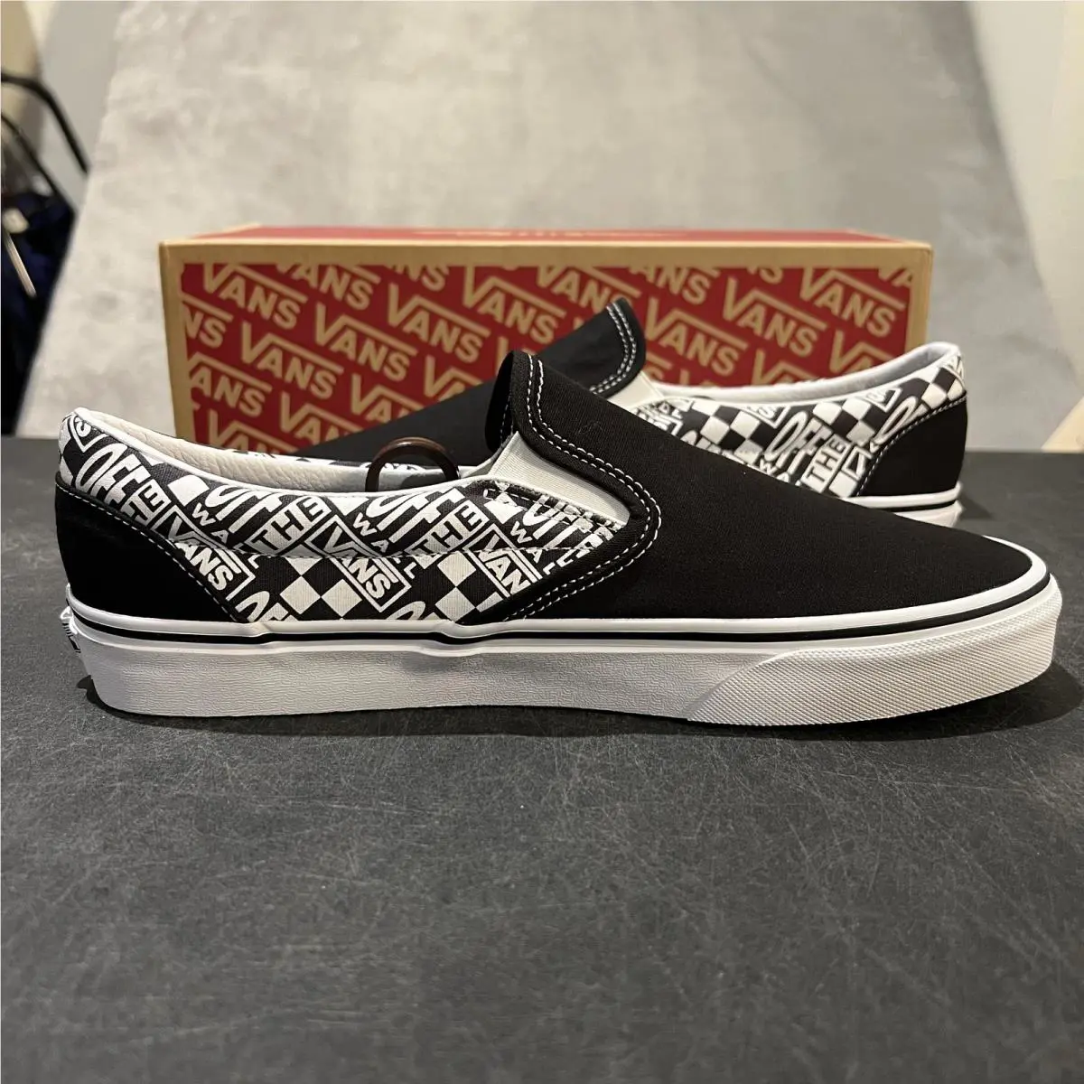 Vans shoes - Vans Classic Slip-On `Off The Wall` Black Asphalt - Black 4