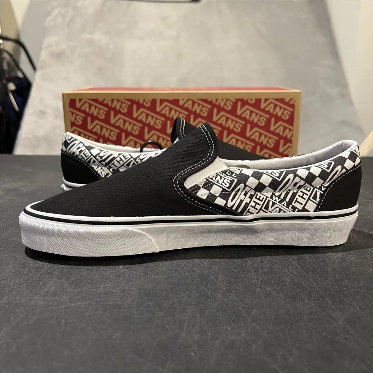 Vans shoes - Vans Classic Slip-On `Off The Wall` Black Asphalt - Black 5