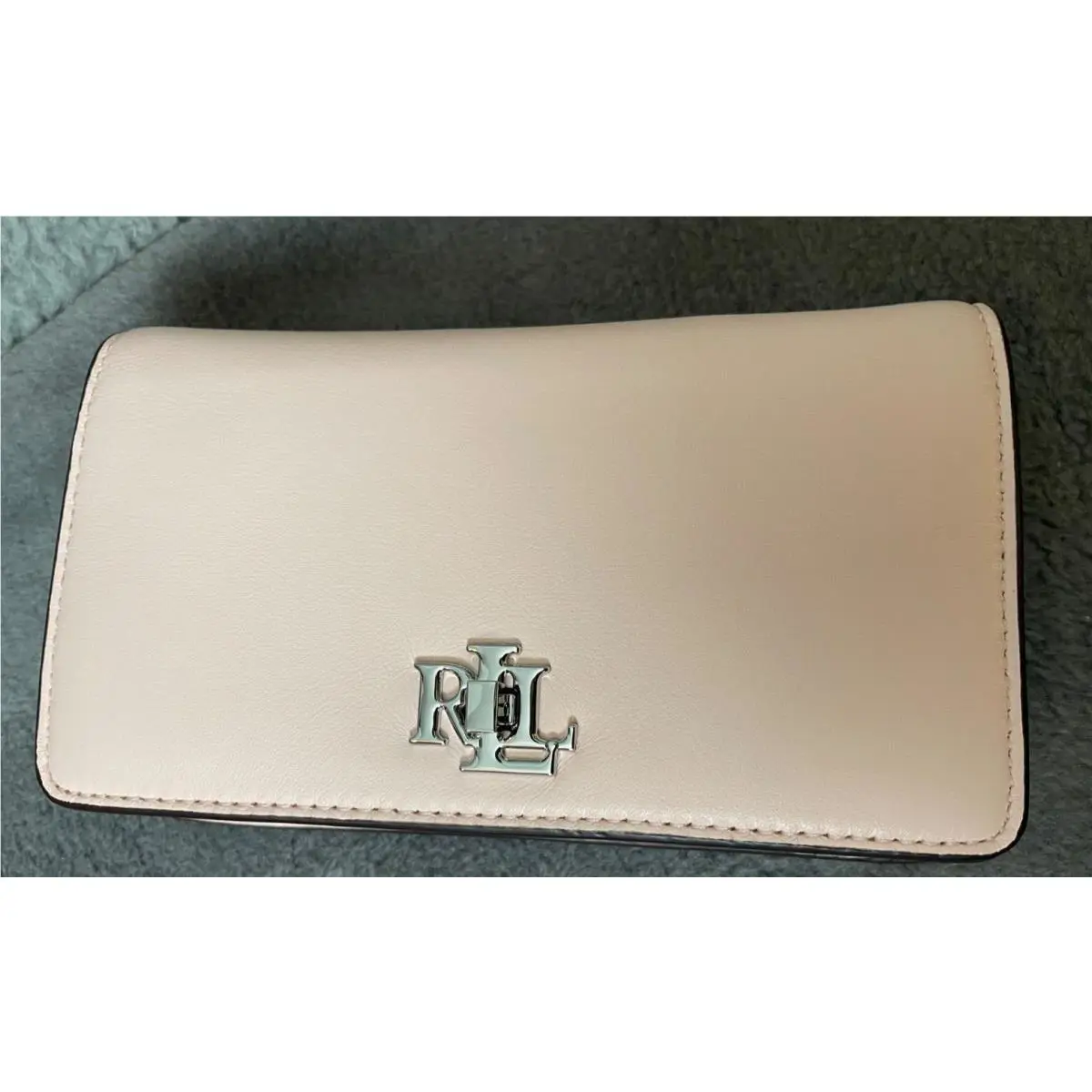Lauren Ralph Lauren Leather Crossbody Turn Lock Tech Case Pink Opal Clutch