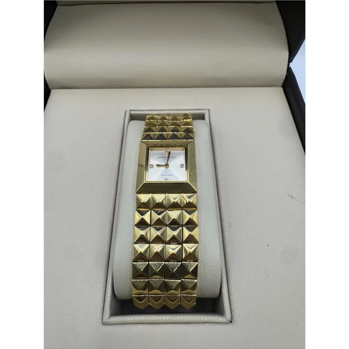 Burberry Gauntlet Pyramid Flex Watch Gold Tone Gift For Her