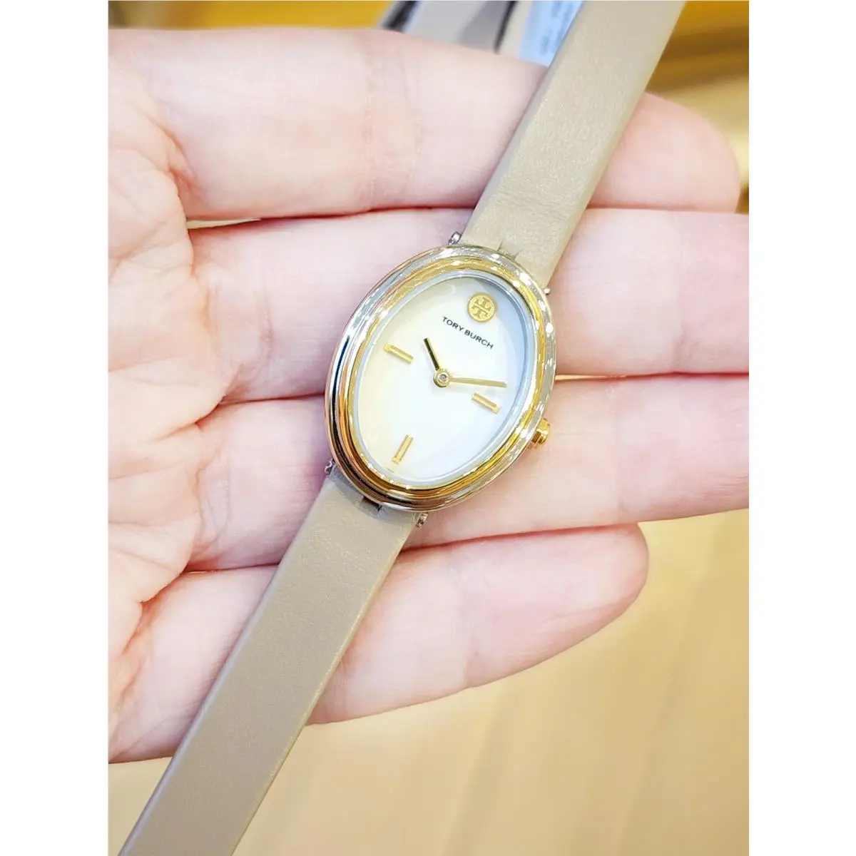 Oval Grey Leather Strap Watch TBW6031 by Tory Burch