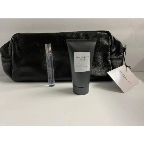 Burberry Brit Mini Parfume Men Gift Set Mini Travel Spray Balm Black Pouch