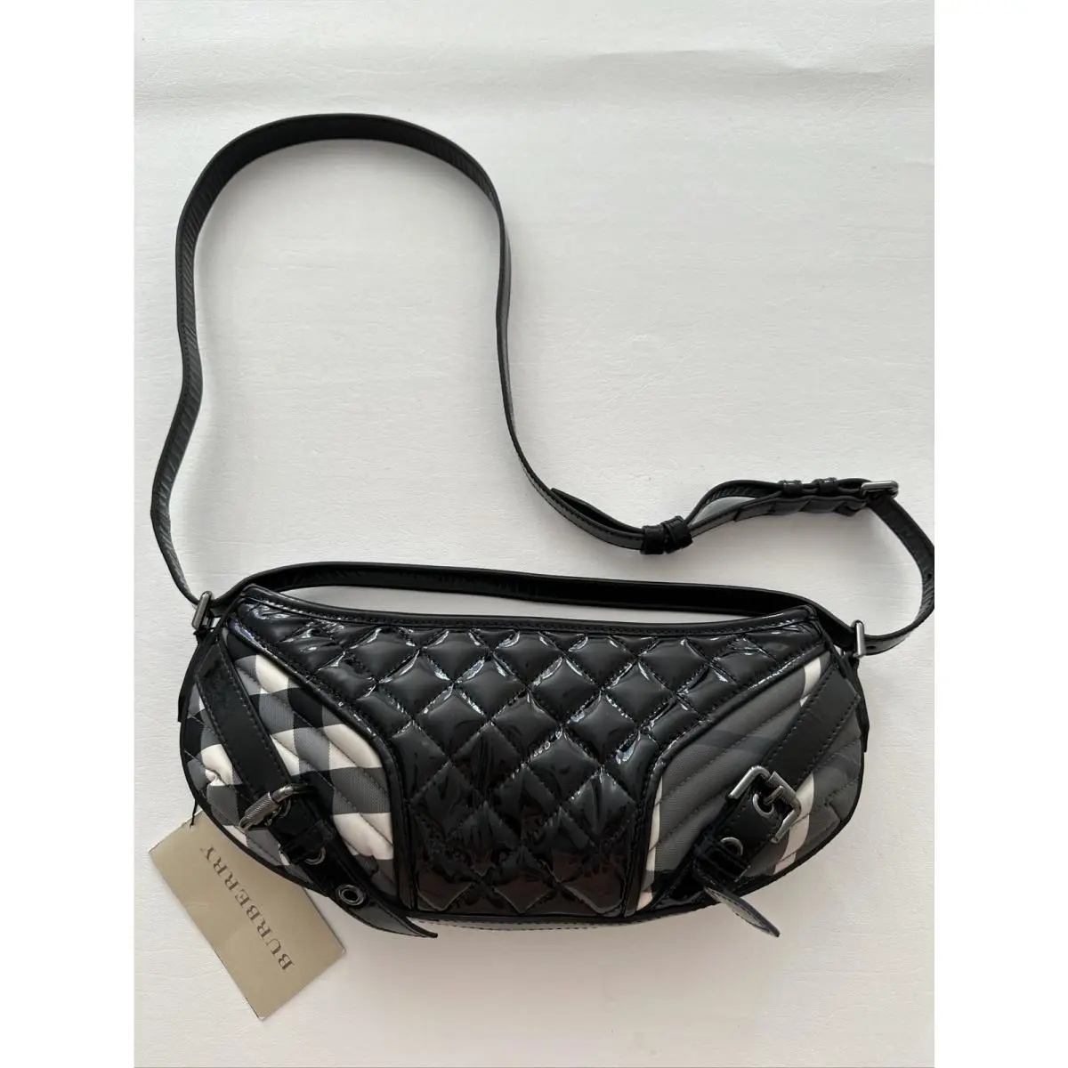 Burberry Women s Crossbody All Edie Beat Check Biker Beat Sling Purse Bag