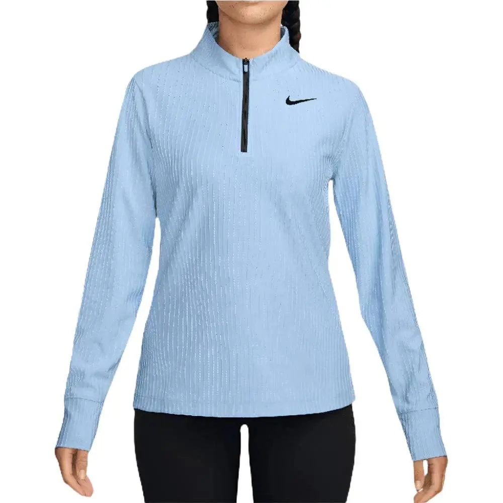 Nike Women Dri-fit Adv Tour 1/2 Zip Golf Pullover Psychic Blue/black - SU25 - Black, Blue