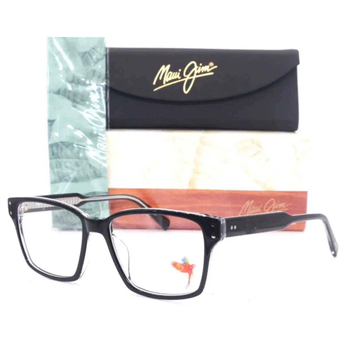 Maui Jim MJO2235-03 Polished Black ON Clear Frame Eyeglasses 53-17 - Frame: POLISHED BLACK ON CLEAR