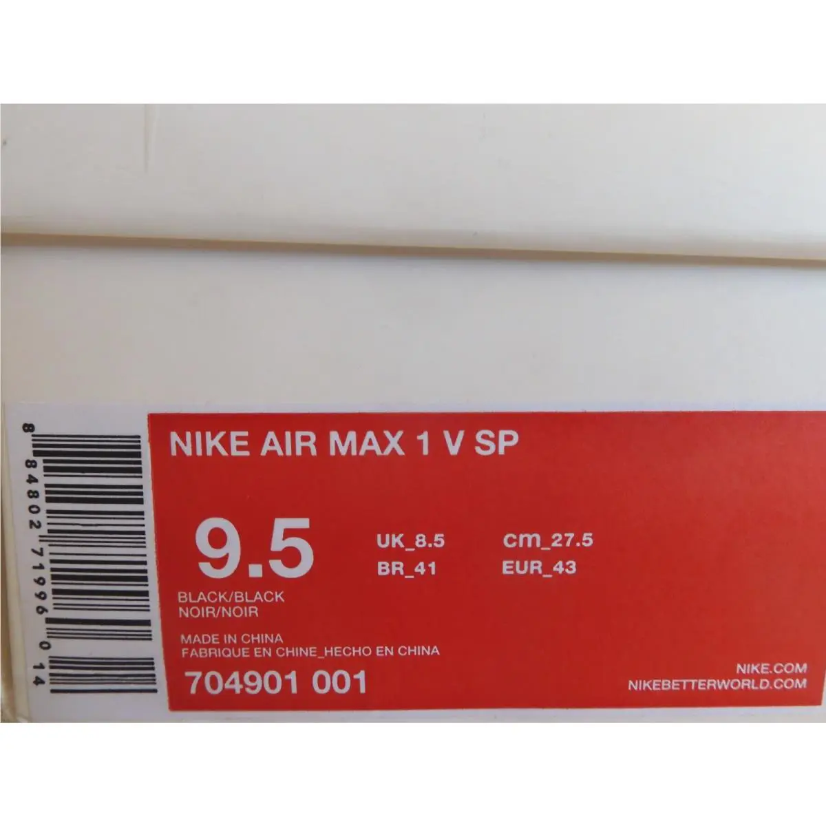 Nike shoes - Nike Air Max 1 - Air Max - 704901-001 - Black 48