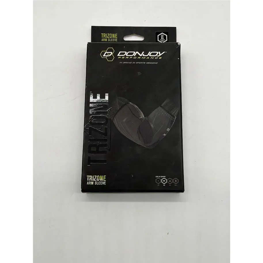 Donjoy Trizone Arm Sleeve XL Compression Elbow Support Black Silicone Grip