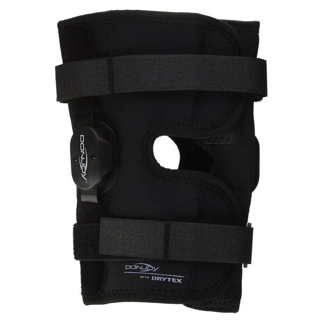 Donjoy Deluxe Hinged Knee Brace Drytex Wrap Around Open Popliteal Large