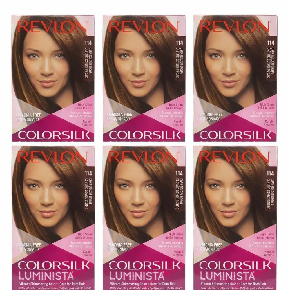 6-pk Revlon Colorsilk Luminista Permanent Hair Color 114 Dark Golden Brown