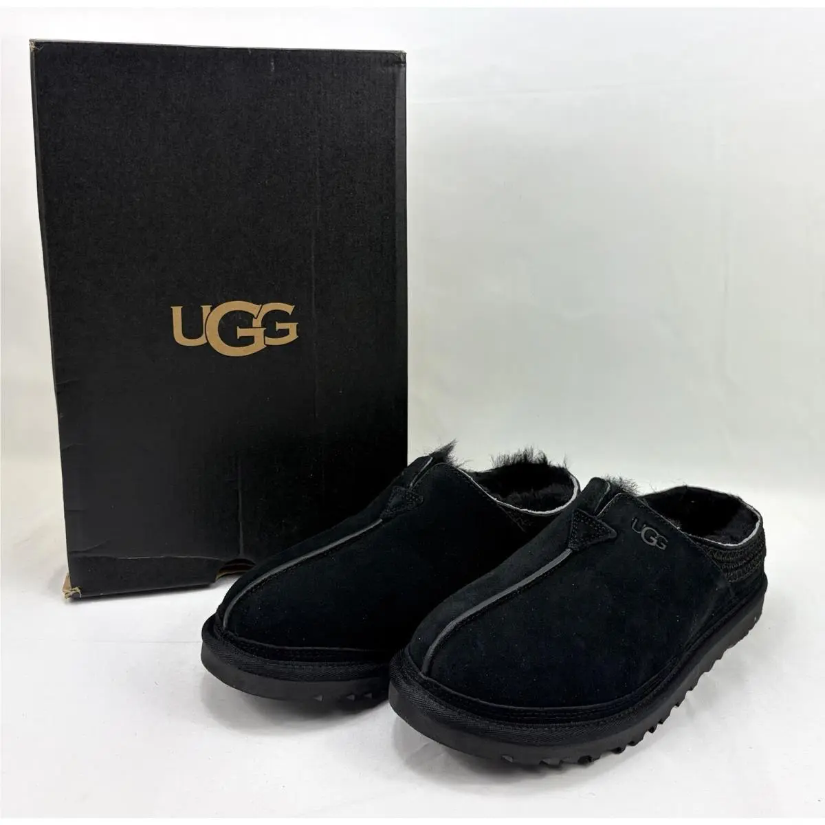 Ugg Neuman Clog Slipper Shoes 1113631 Black Suede Sz US Men`s 9