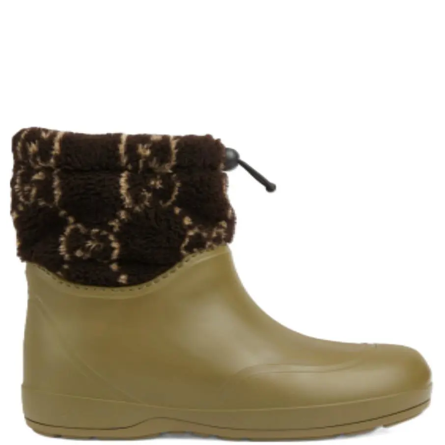 Men`s Gucci Green Rubber Wool GG Logo Ankle Boots 758813 - Green