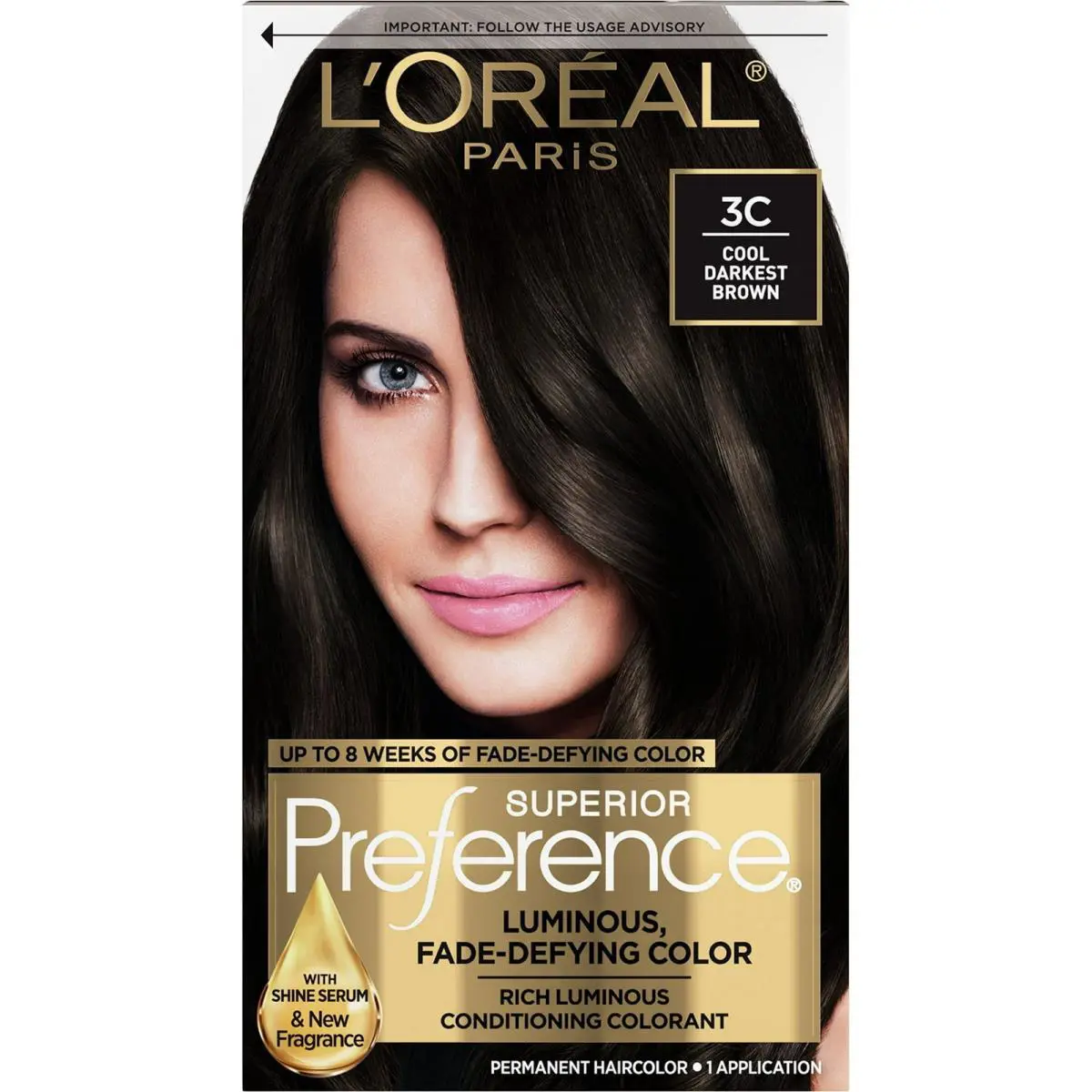 L`oréal L Oreal Superior Preference Permanent Haircolor 3C Cool Darkest Brown 4 Pk