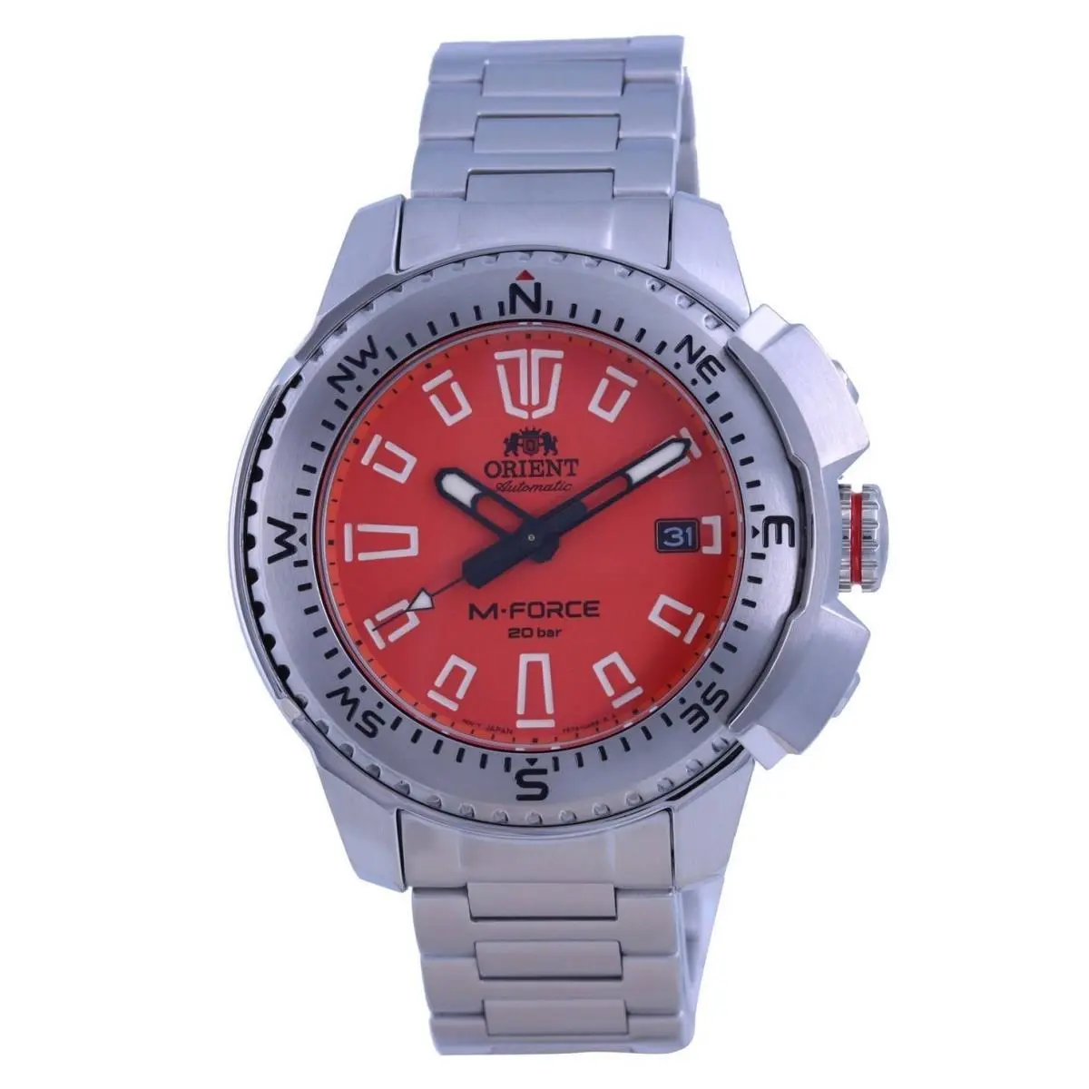 Orient M-force Orange Dial Stainless Steel Automatic RA-AC0N02Y10B Mens Watch
