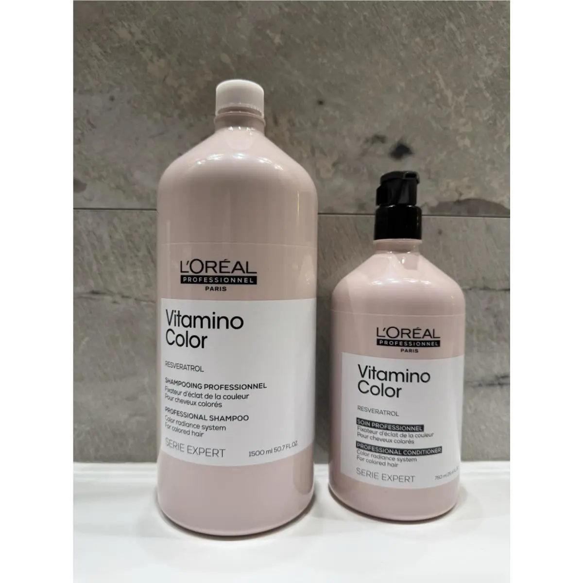 L`oreal Vitamino Color Shampoo 1500ML + Conditioner 750 ML Back Bar Size