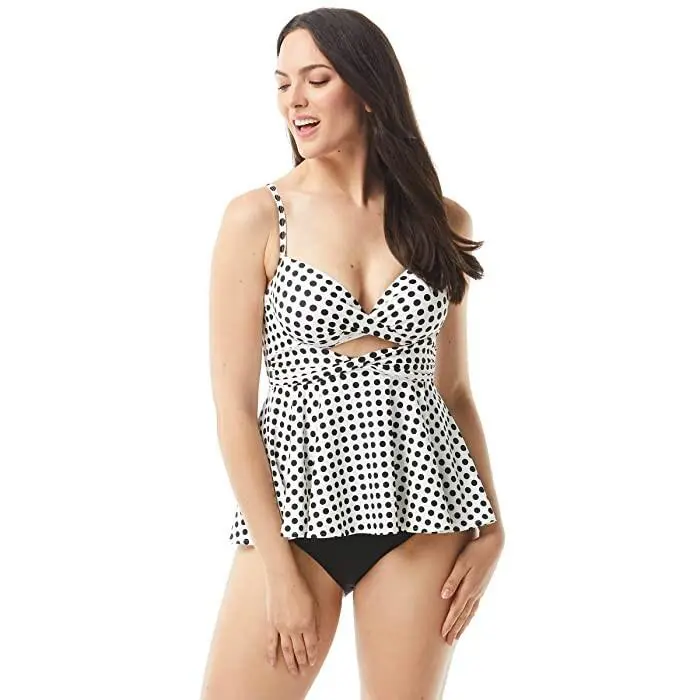 Coco Reef L23419 Ivory Riviera Dot Icon Twist Tankini Swim Top Size 36/38C