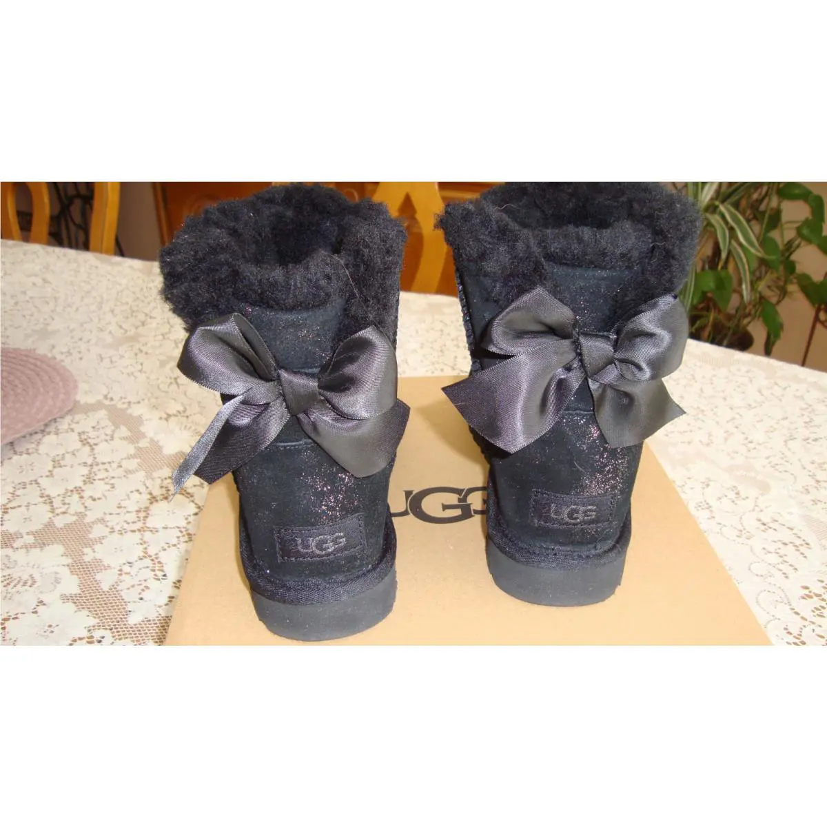 UGG shoes - UGG Australia Mini Bailey Bow Glimmer - Black (UPC: 0195719066802) 2